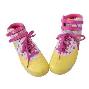 NEW Reebok Classic High Liquid Spring Dots Yellow Hot Lips Sneakers Size 7.5